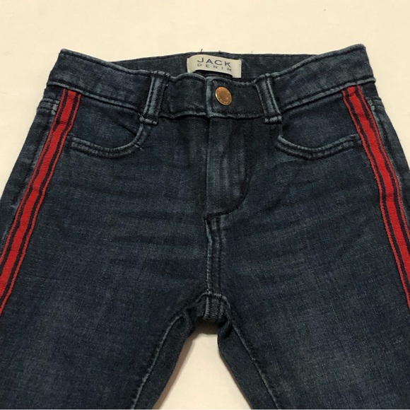 Jack Denim By Janie and Jack Side Stripe Crop Jeans Raw Hem Adjustable Waist - Picture 6 of 14